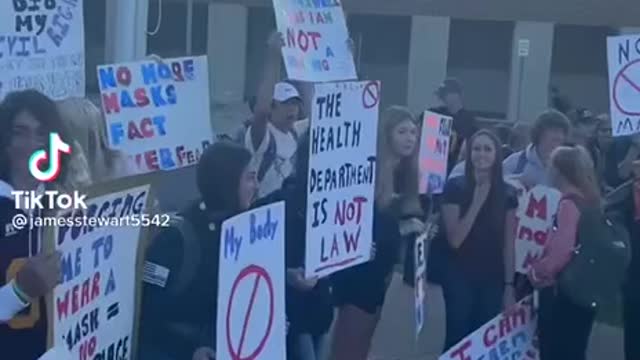 Students protesting masks!