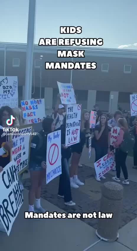 Students protesting masks!