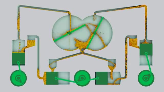 Particle fluid. Pistons. Simulation