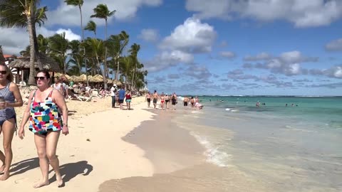 here 🇩🇴 Punta Cana beach walking tour - beach walk 4K 🌴