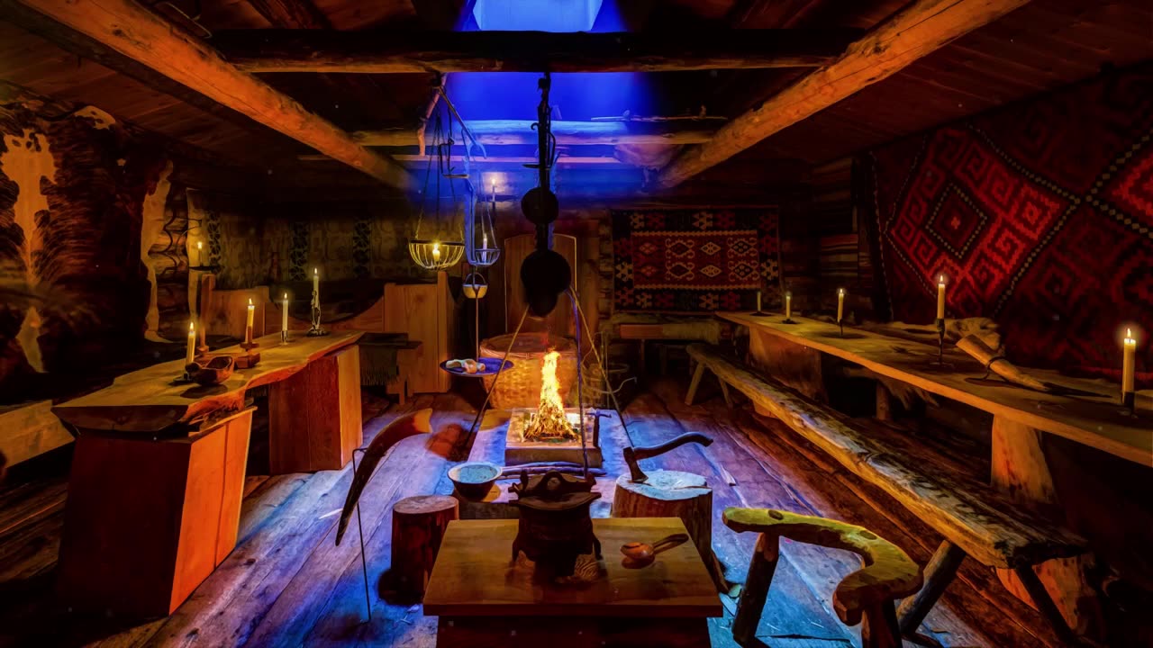 Viking Abode Ambiance: one Hour Crackling Fire Sounds