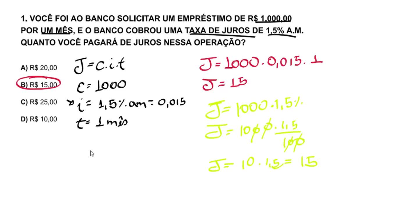 Questão 1 - Verificando Aprendizado - Modulo 1, tema 1 - Matemática Financeira