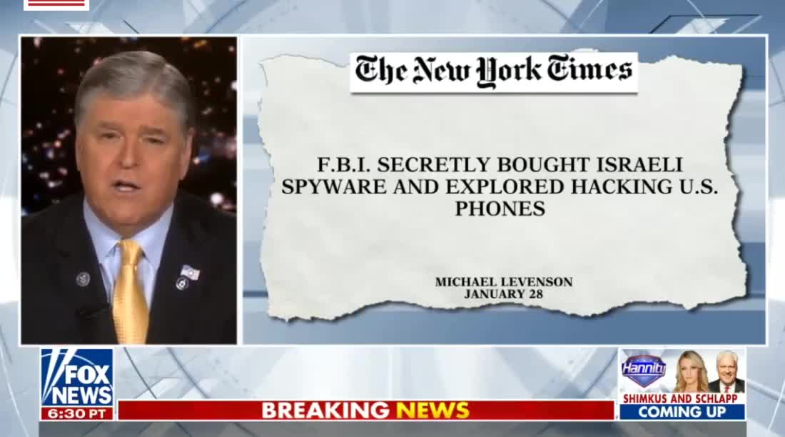 Hannity - CIA Stealing Info on Americans, FBI Purchasing Pegasus Spyware (NoDeplorables.com)