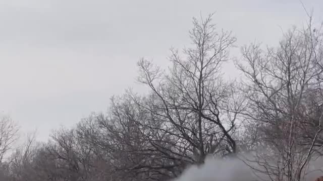 In the video, another Canadian armored car "Rochelle Senator" is burning