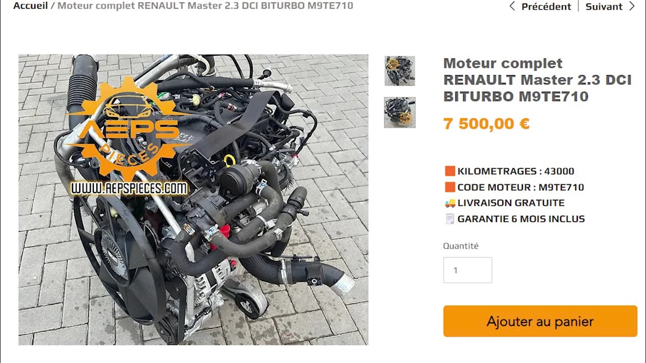 Moteur complet RENAULT Master 2.3 DCI BITURBO M9TE710