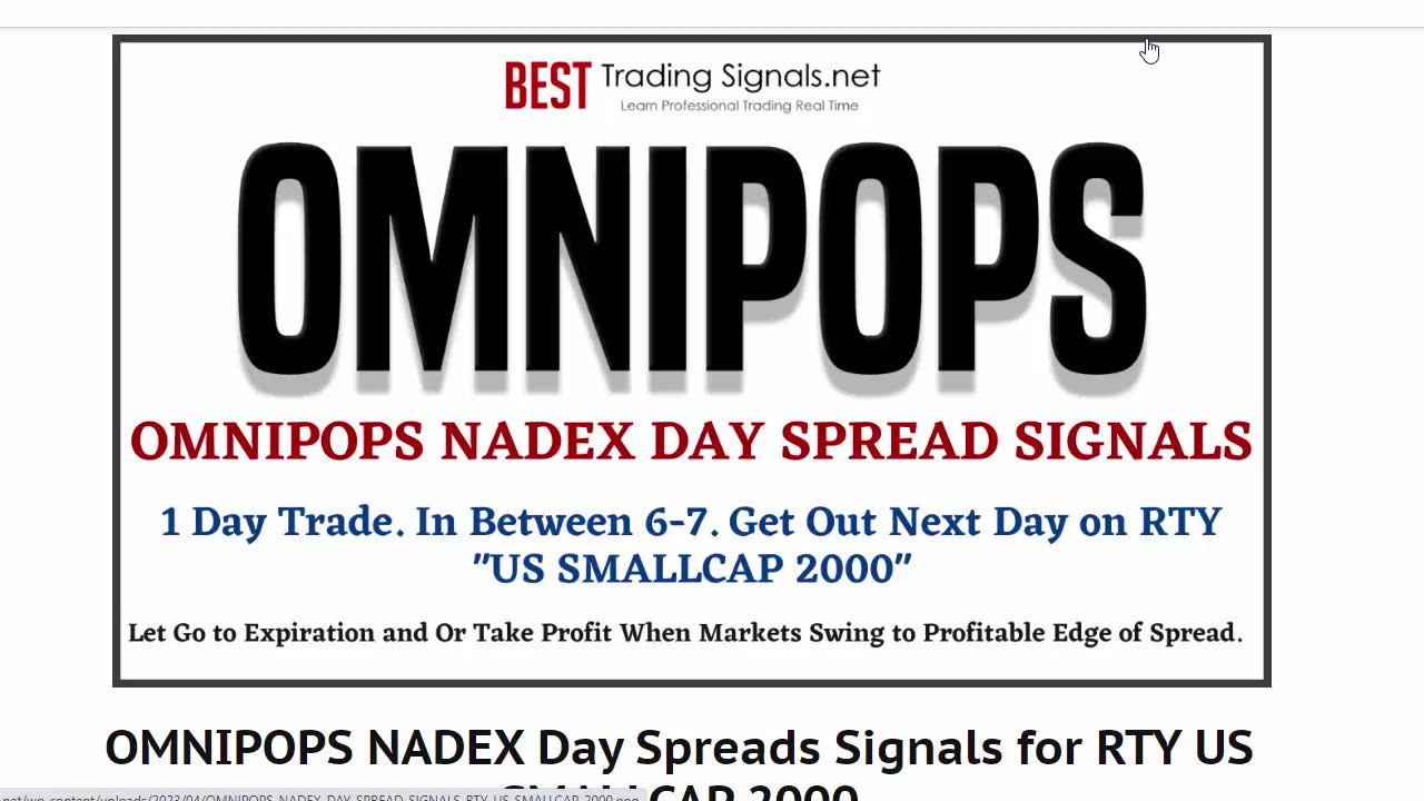 OMNIPOPS NADEX Day Spreads Signals for RTY US SMALLCAP 2000 Overview