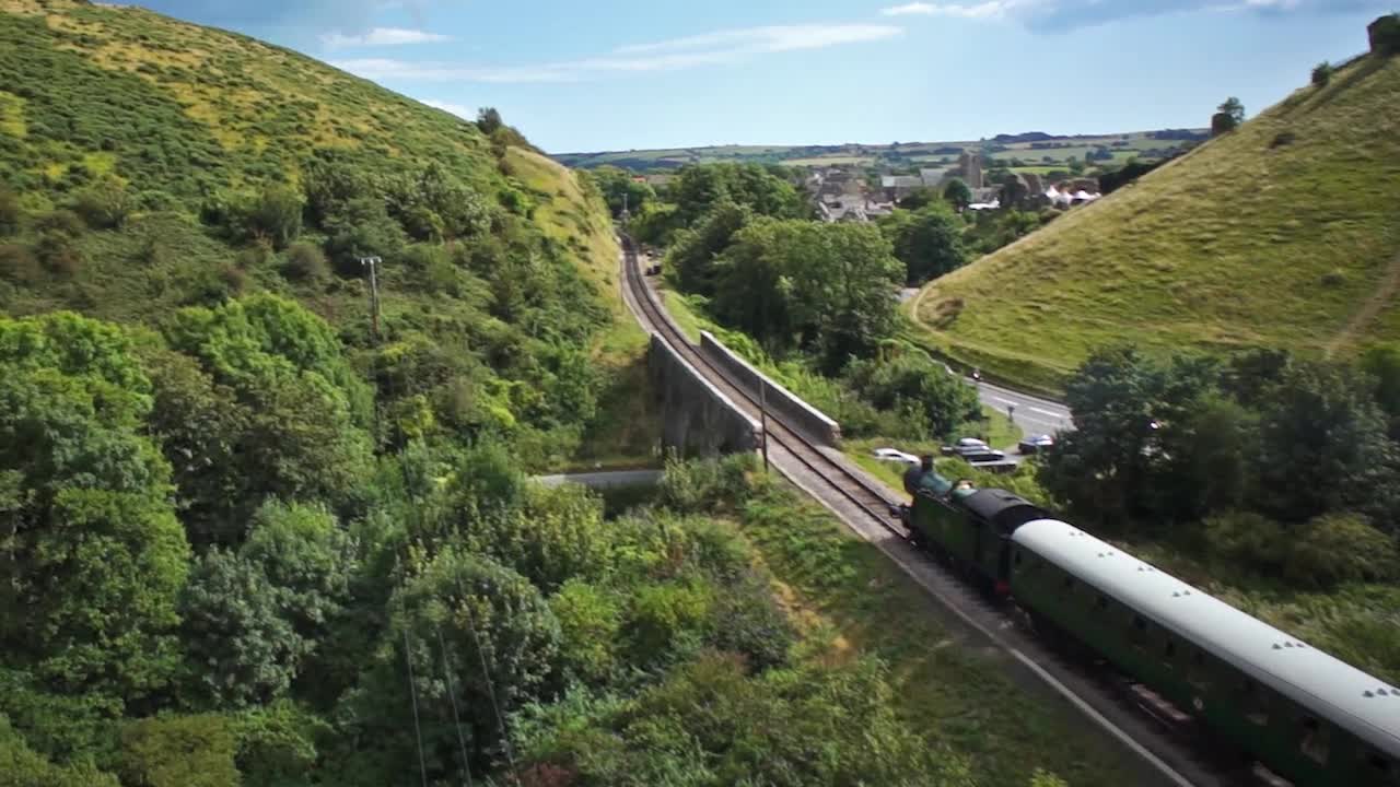 Diesel and Steam Trains on the Swanage Railway, England