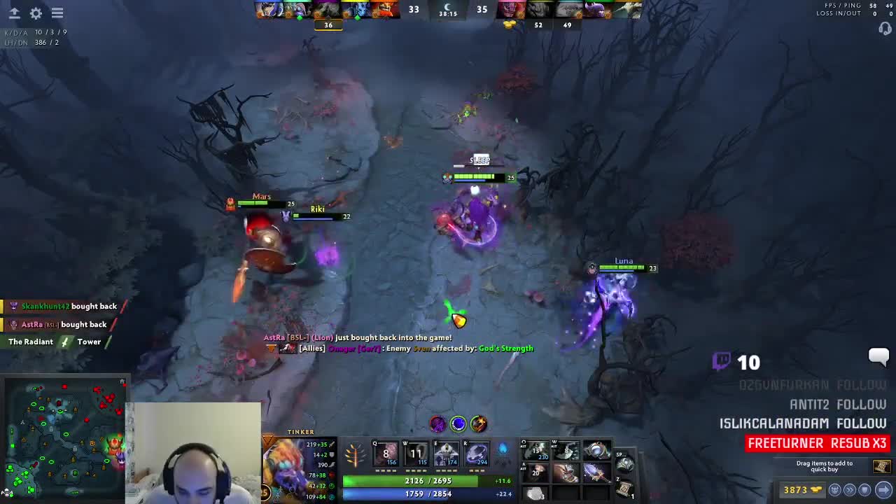 Tinker is sleeping dota2