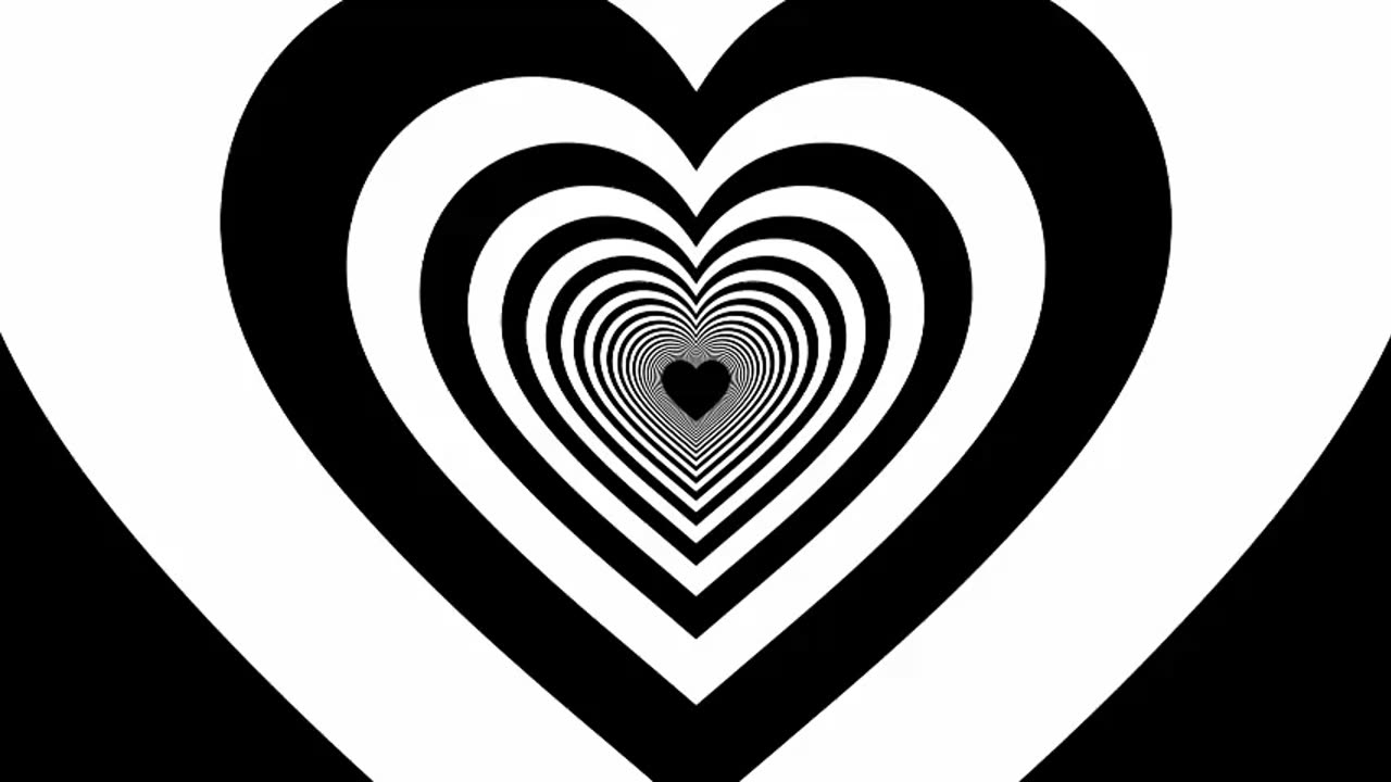 Black and white love heart illusion video background