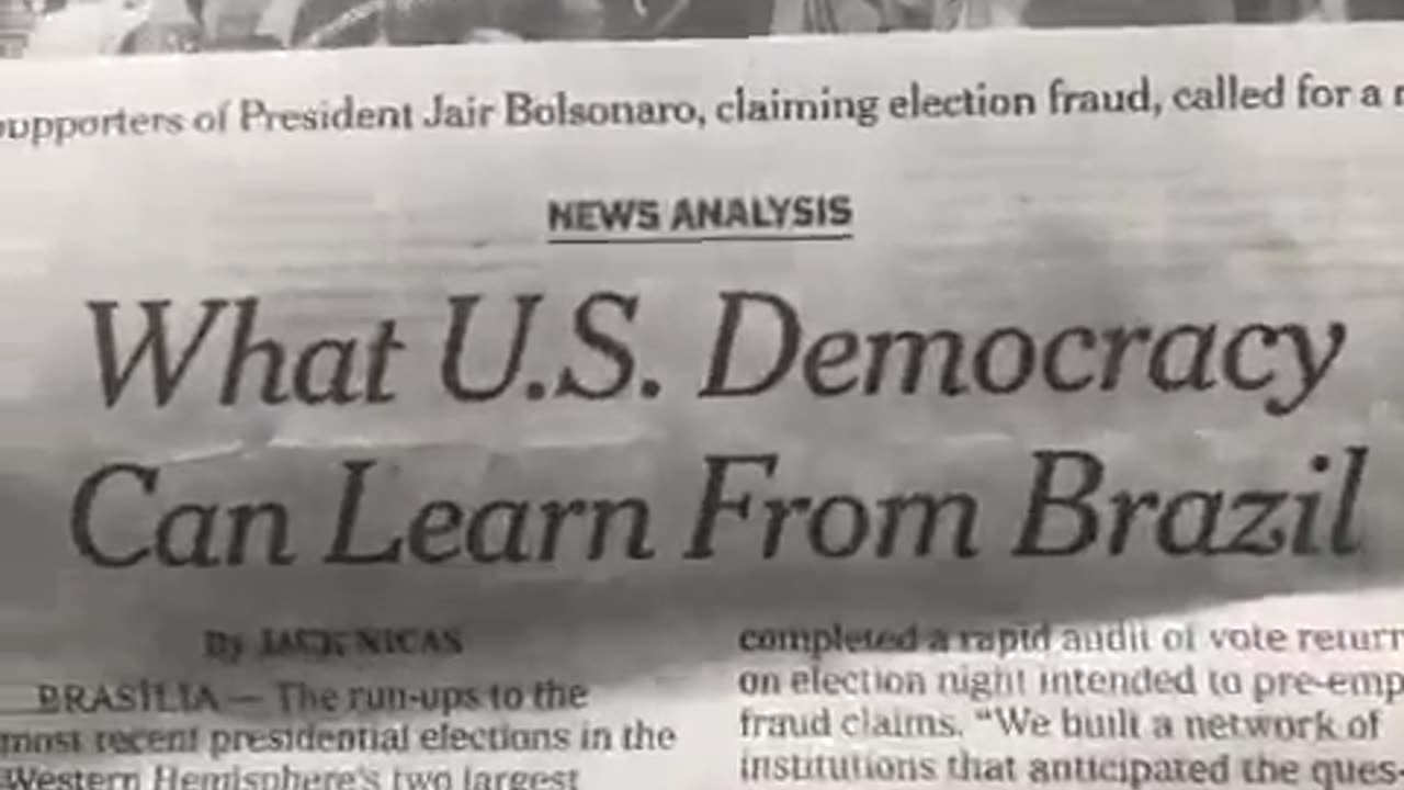 New York Times headline of Brazil uprising.