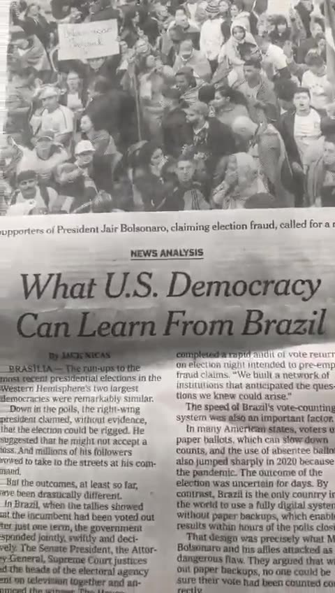 New York Times headline of Brazil uprising.