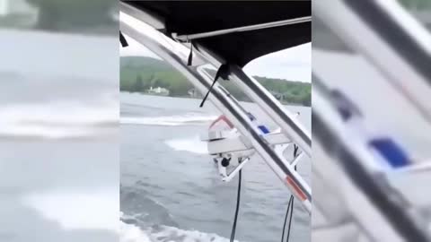 Wakesurfer Steals The Wake Of Another Man