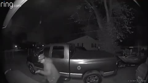 Guy Holding Handheld Vacuum Slips and Falls Down the Steps at Night