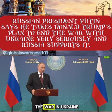 Russian President Putin Says He Takes Trump's Plan To End War Seriously