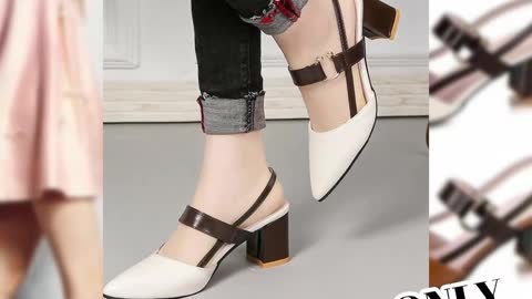 Women's Two-Tone Buckle & Strap Slingback Pumps