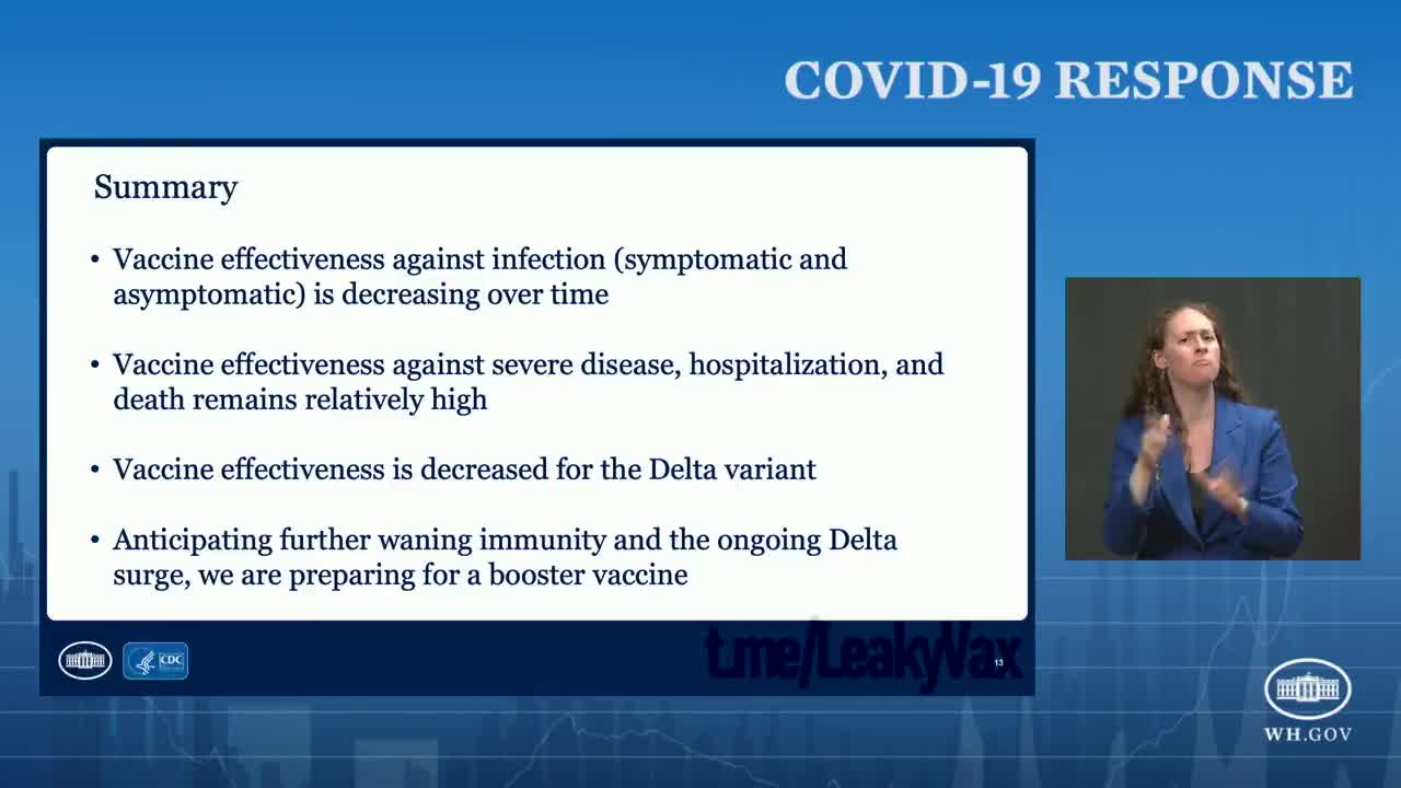 "Increased risk of severe disease among those vaccinated early" -CDC director Rochelle Walensky