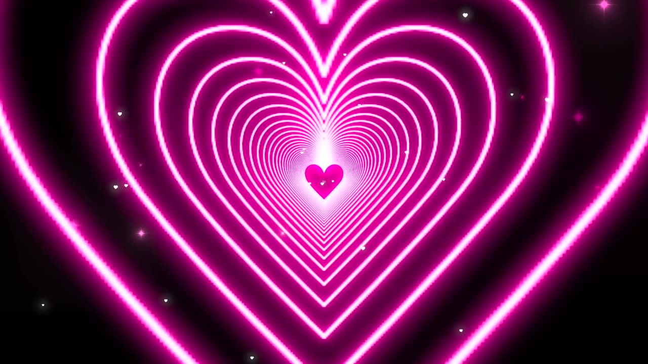 017. Heart Background💖Neon Heart Tunnel Moving Background Video Loop -