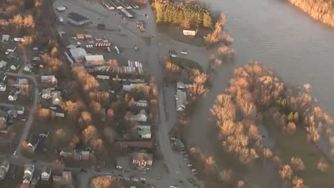 Flooding in Fairfield, Maine, USA. December 20, 2023
