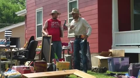 Bassmaster Mumbling at a Garage sale.