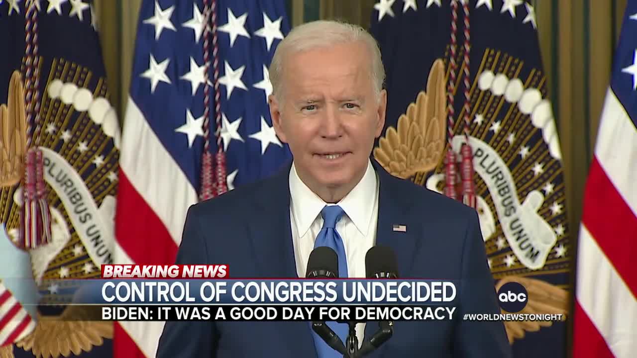 Biden says midterm results indicate a 'good day for democracy
