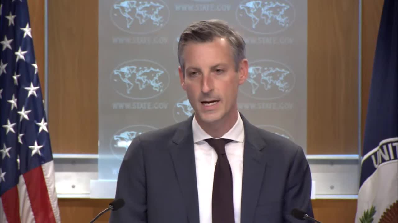 Spokesperson Ned Price leads the Press Briefing, at the Department of State, on January 23, 2023.