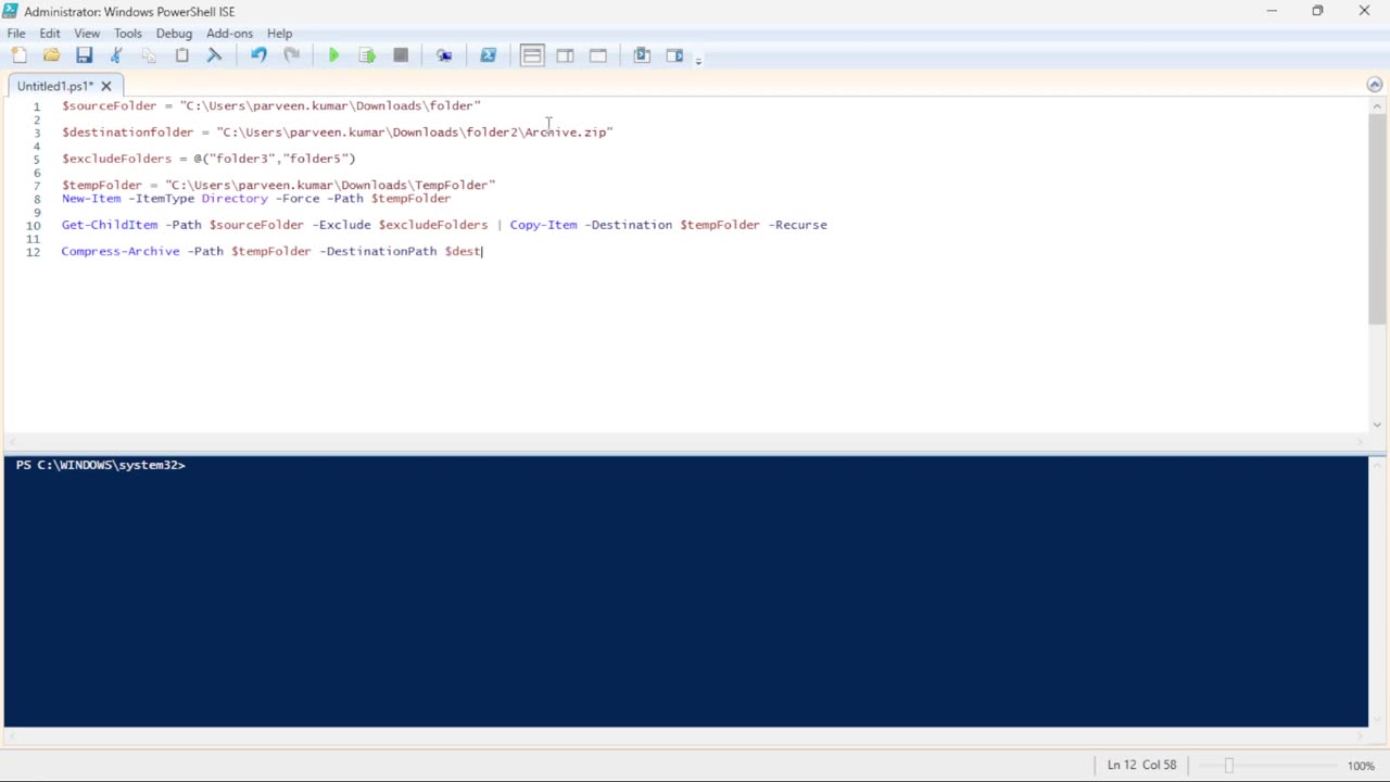 Creating a Compressed Archive with Exclusions in PowerShell