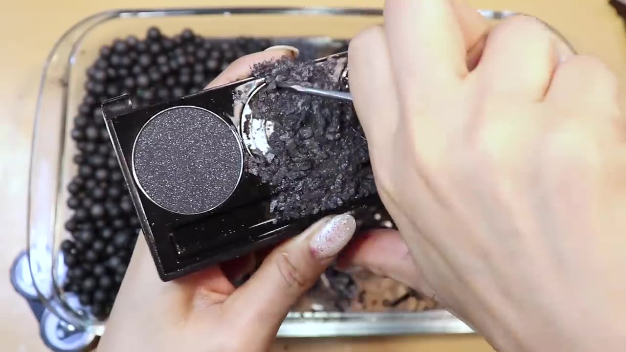 beautiful black makeup mixing slime