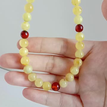 Natural High-Quality Amber Jewelry Set Necklace Earrings Bracelet amber smooth beads