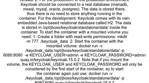 How to save the keycloak data when running inside docker container