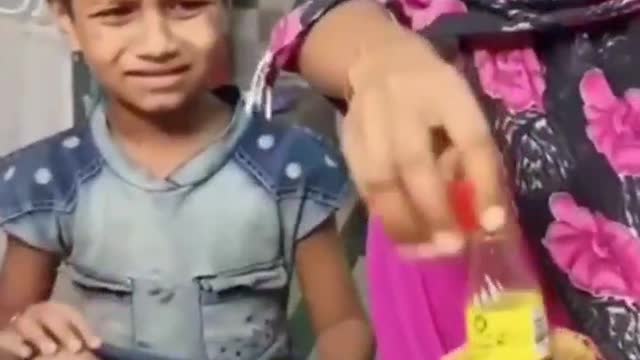 Blind mother care a child