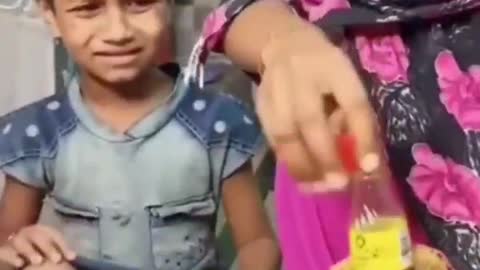 Blind mother care a child