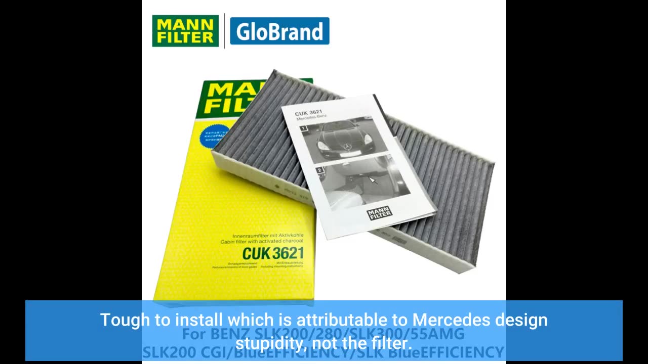 Mann-Filter CUK 3621 Cabin Filter With Activated Charcoal for select Mercedes-Benz models