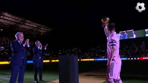 Lionel Messi Presents 8th Ballon d'Or at Inter Miami Stadium!