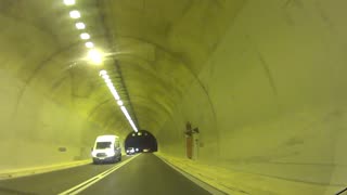 driving at night through tunnels