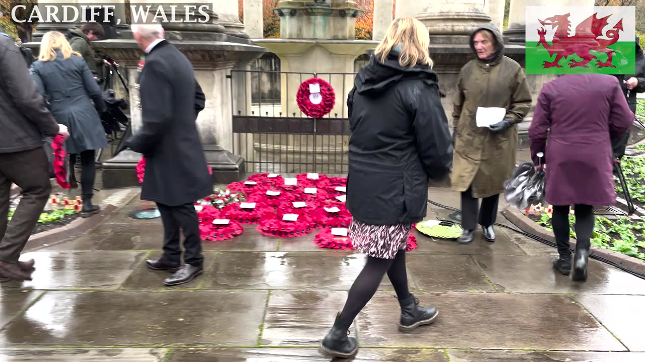 Wales' national remembrance service at the Welsh National War Memorial in Cardiff