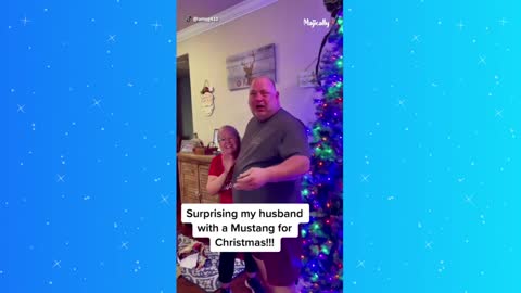 BEST CHRISTMAS SURPRISE - Husband gets surprise of his life with new Mustang for Christmas