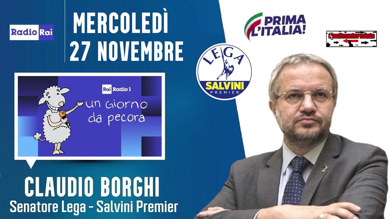 🔴 Sen. Claudio Borghi ospite della trasmissione "Un giorno da pecora" del 27.11.2024