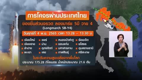 GISTDA เตือน16 จังหวัดเสี่ยงชิ้นส่วนจรวดตก 4-5 พ.ย.นี้ | TNN ข่าวเที่ยง | 4-11-65