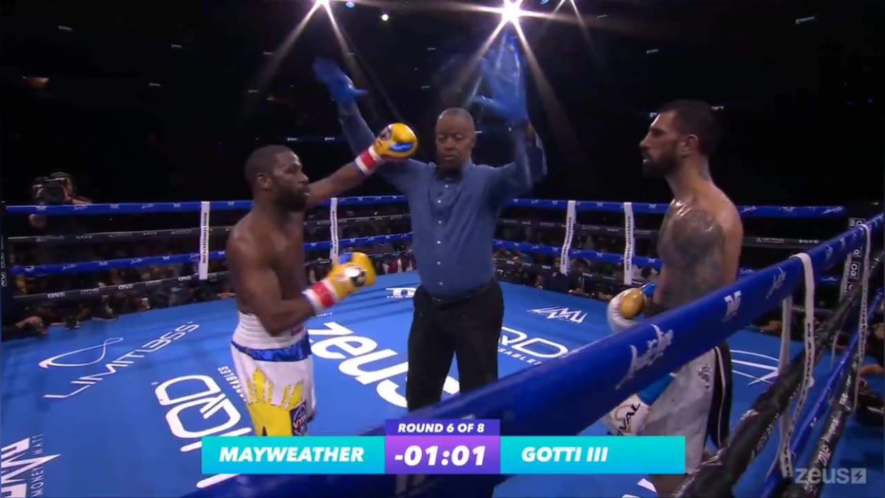 Floyd Mayweather vs John Gotti III descended into chaos after Gotti III was disqualified for holding