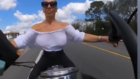 Beautiful girl rides on bike 😻😻