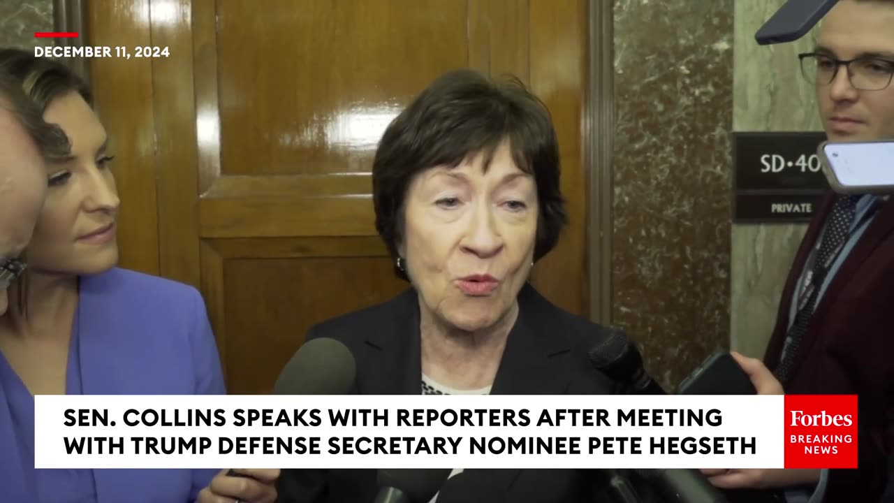 Susan Collins Speaks With Reporters Following Meeting With Pete Hegseth