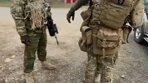 Ukraine: Ukraine soldiers with US flag and SS patches