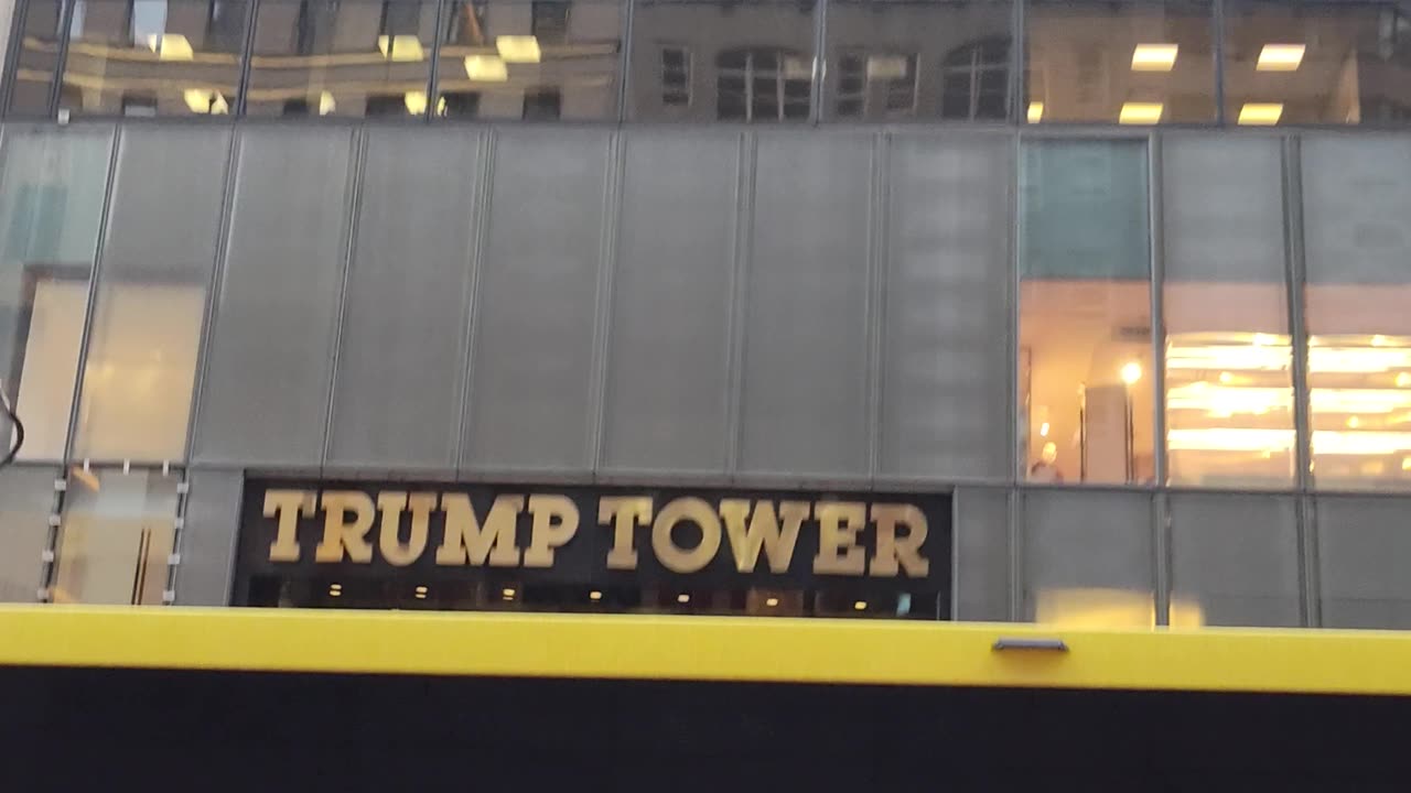 "STUDENTS: ALL OUT FOR GAZA AND LEBANON" in from of the Trump Tower.