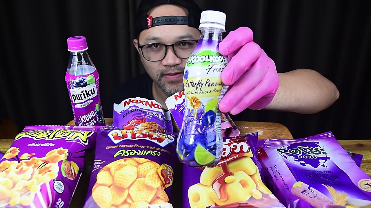 ASMR EATING Purple Food,Convenience store food Asmr,EATING SOUND