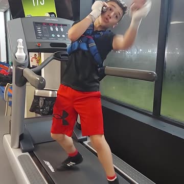 Joey training on the treadmill