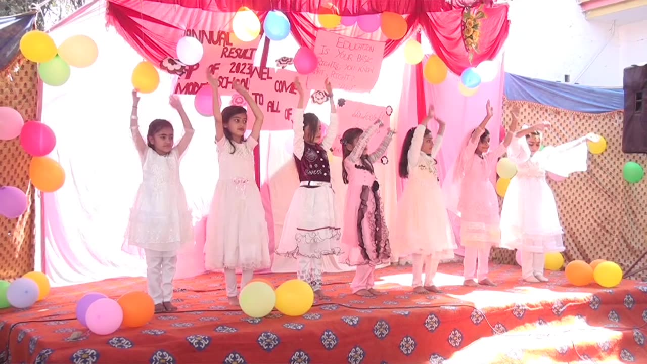 Little girls performing welcome performance on annual day