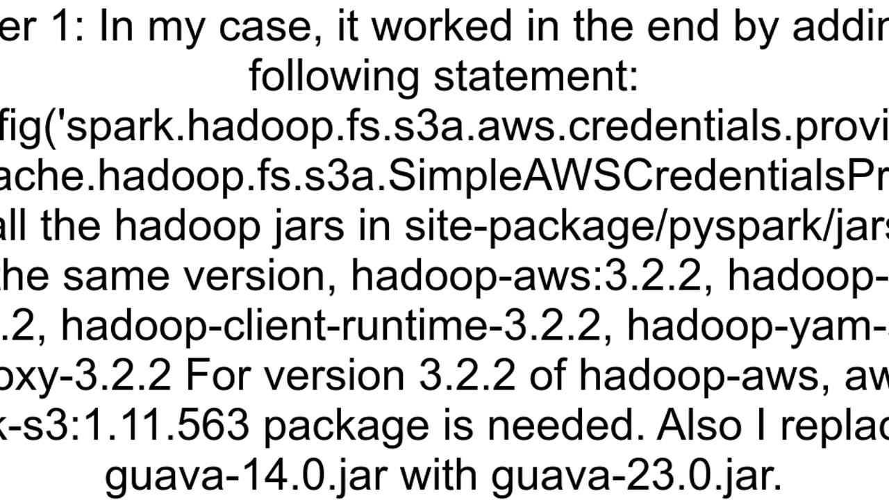 Class orgapachehadoopfss3aauthIAMInstanceCredentialsProvider not found when trying to write data on