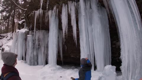 Group of Friends Competes on Who Can Drop More Icicles