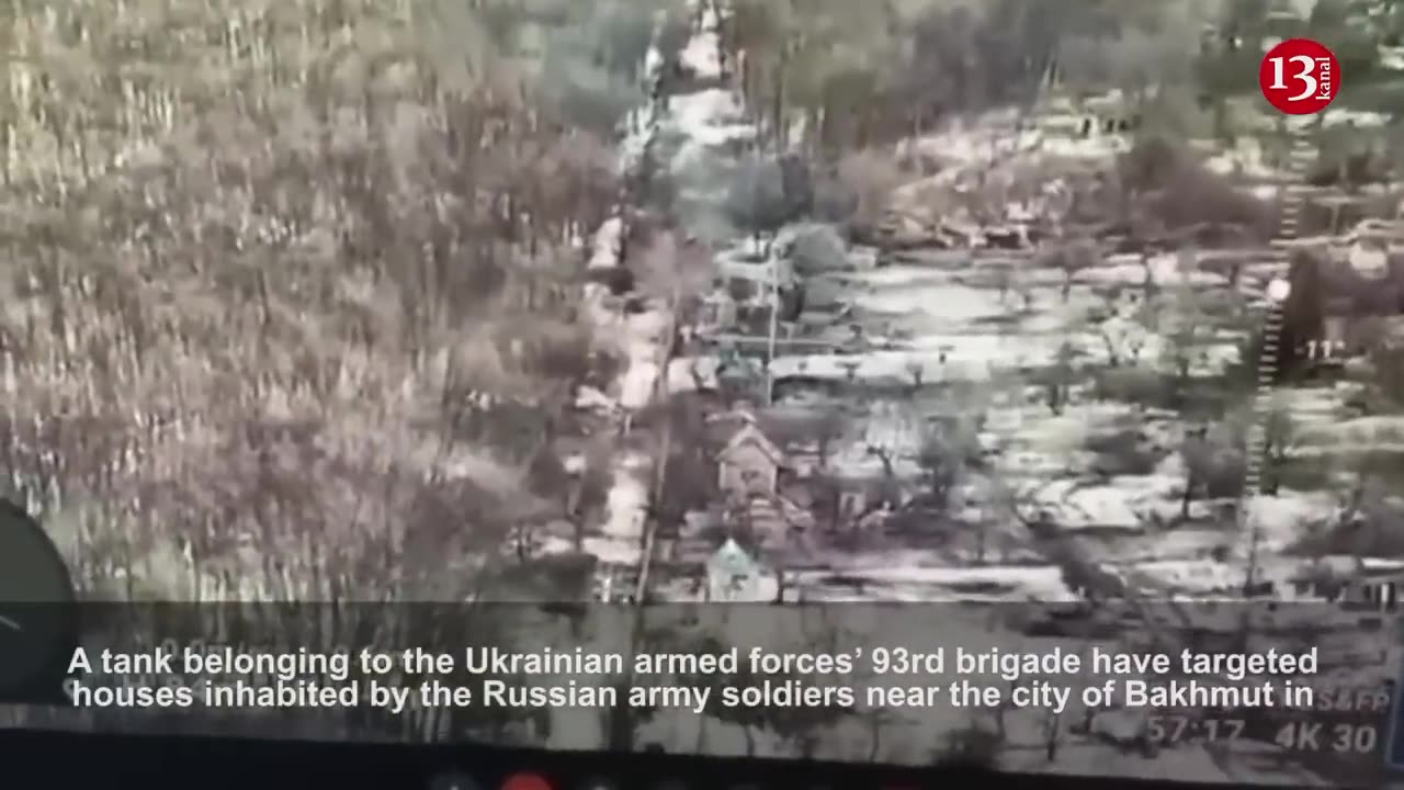 Ukrainian tank approaches the house inhabited by Russians and destroys it