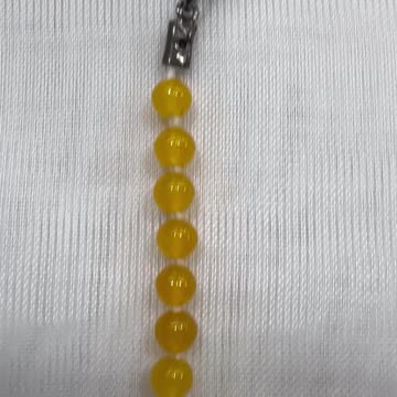 Handmade + Knotting Unique Initial Necklace with Yellow Jade, CZ Letter H